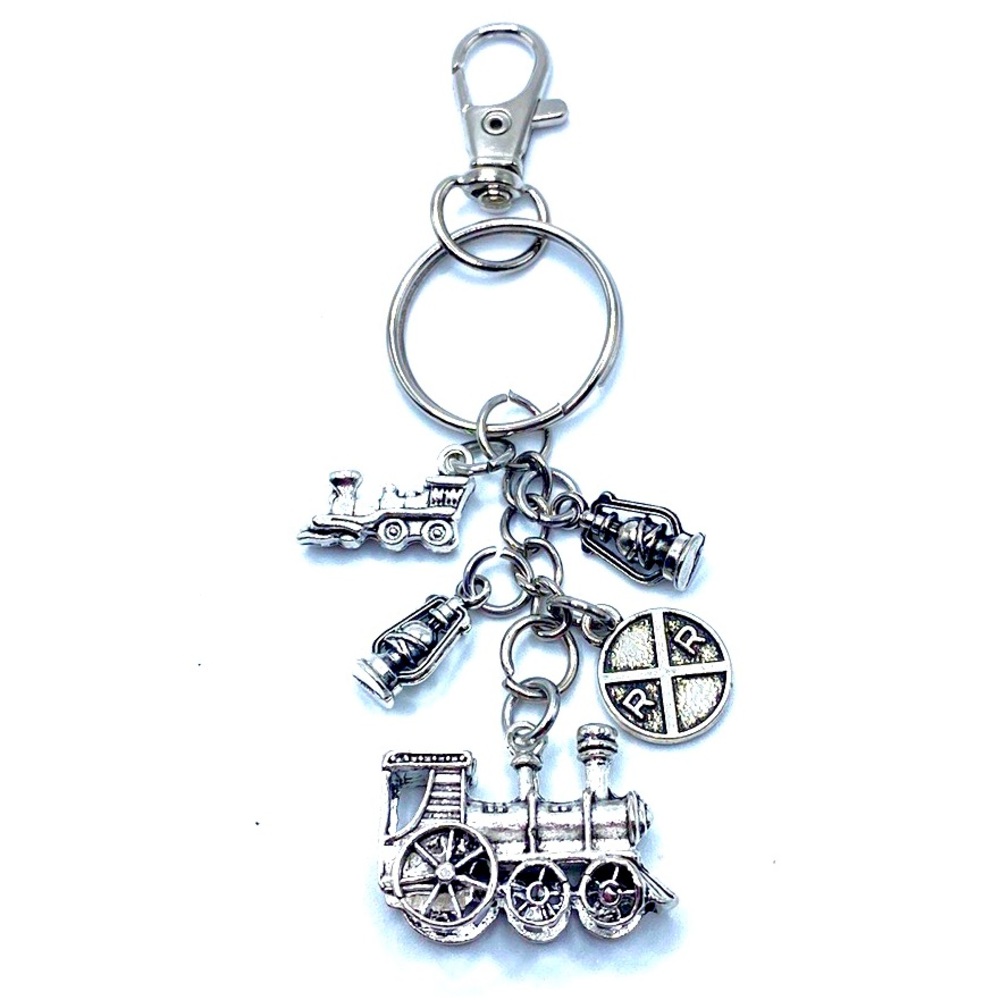 Railroad Train Keychain Bag Charm May Be Personalized